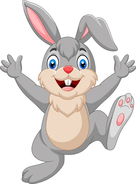 Vector Illustration Cartoon Happy Rabbit Isolated White Background — Stock Vector