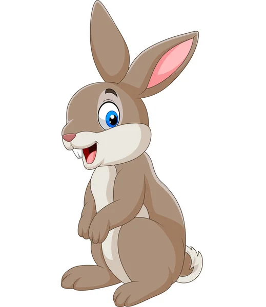 Vector Illustration Cartoon Happy Rabbit Isolated White Background — Stock Vector