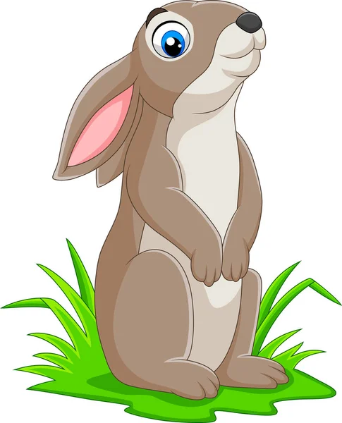Vector Illustration Cartoon Funny Rabbit Grass — Stock Vector