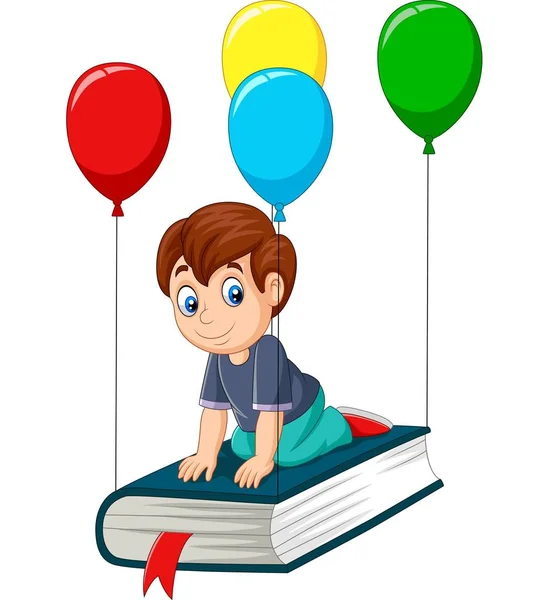 Vector Ilustración Dibujos Animados Niño Estudiando — Vector de stock