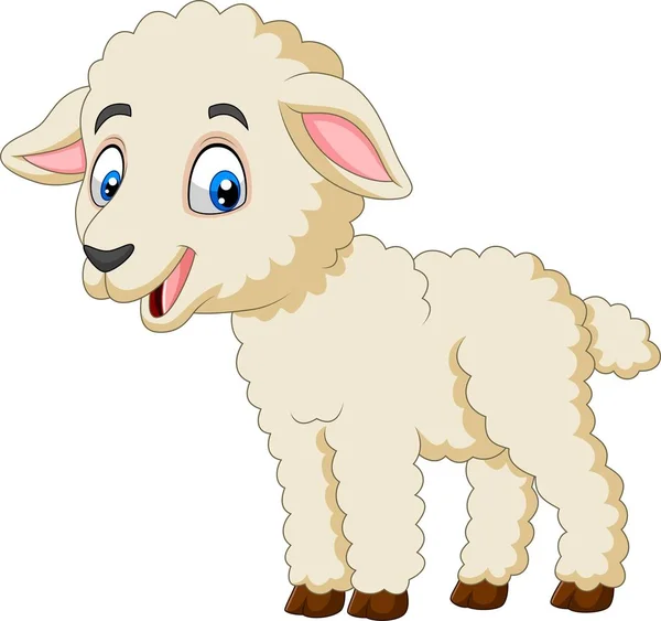 Vector Illustration Cartoon Happy Lamb Isolated White Background — Stock Vector