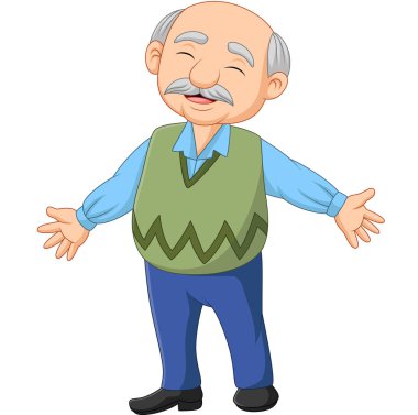 Karikatür mutlu yaşlı yaşlı adam Vektör illüstrasyon