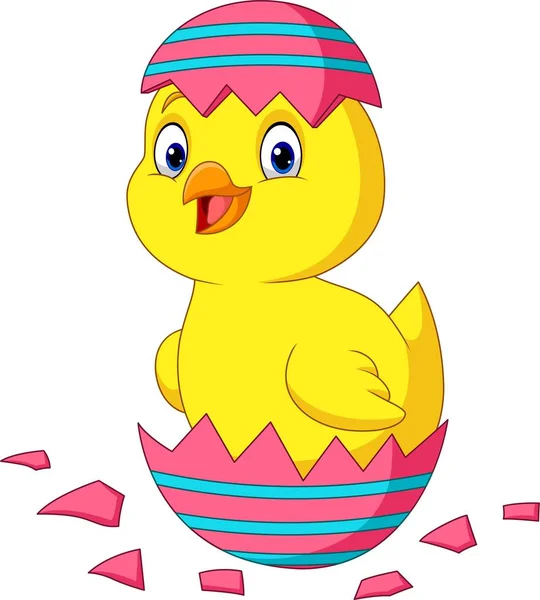 Wektor Ilustracji Cartoon Little Piskląt Wylęgowych Easter Egg — Wektor stockowy