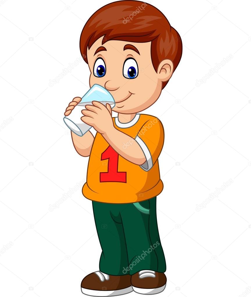 Vector illustration of Cartoon boy drinking milk