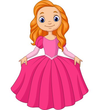 Beyaz bir arka plan üzerinde izole Sevimli küçük prenses Vektör illüstrasyon