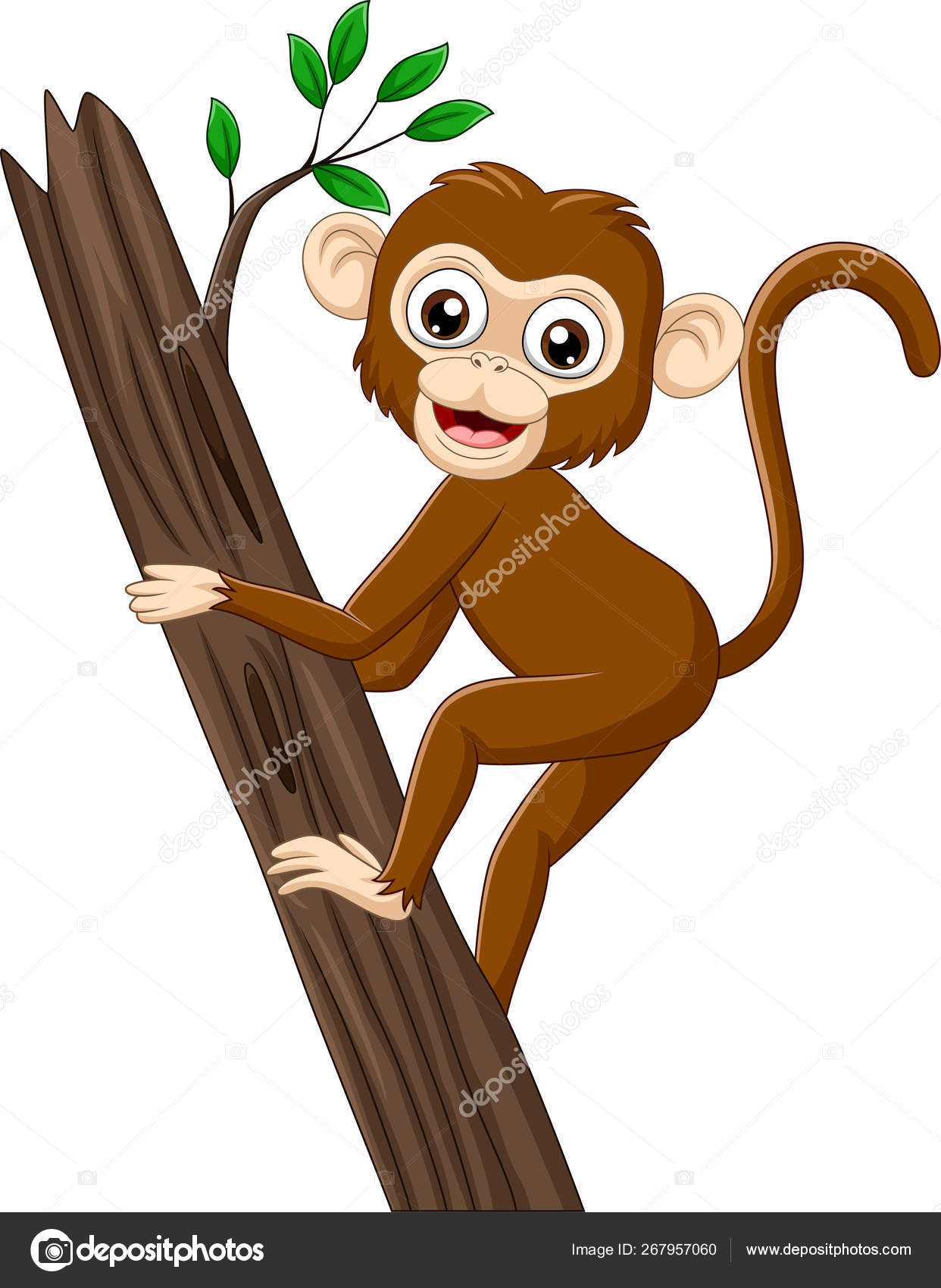 Ilustración Vectorial Dibujos Animados Bebé Mono Trepando Rama Árbol Vector  de stock #267957060 de ©tigatelu, image size:1242x1700