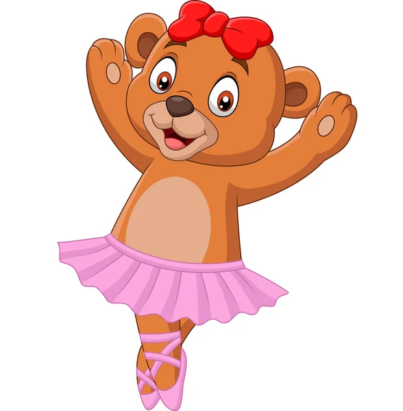 Vector Illustration Cartoon Baby Bear Ballet Dancer — Stock Vector