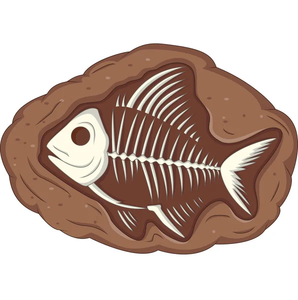 Vector Illustration Underground Fish Fossil — Stock Vector