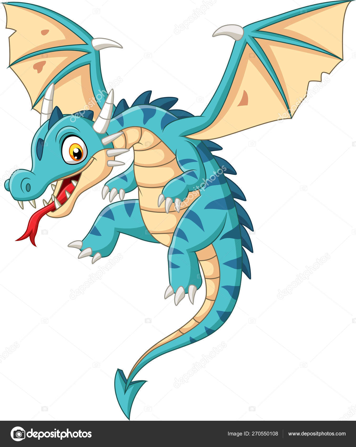 Download Vector Illustration Cartoon Baby Dragon Flying White ...