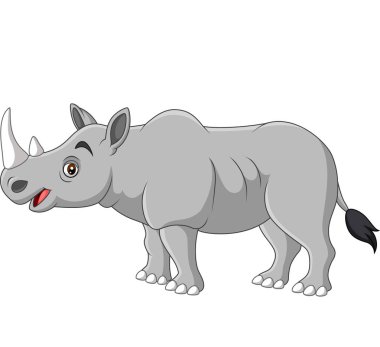 Vector illustration of Cartoon rhino on white background clipart