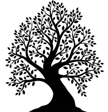 Beyaz arkaplanda ağaç siluetinin vektör çizimi