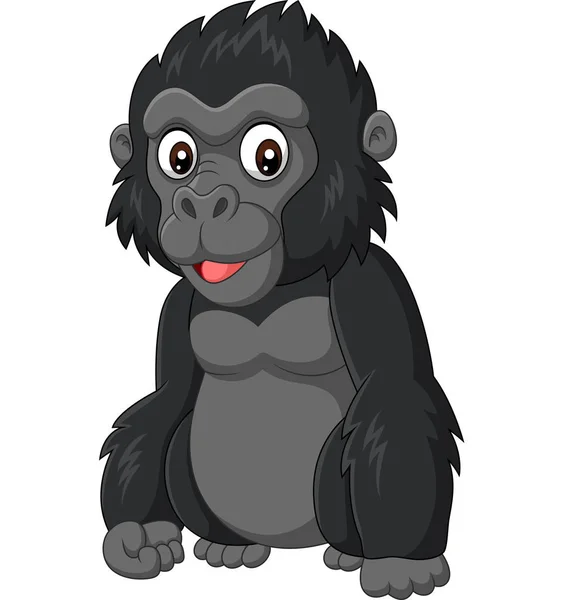 Vektor Illustration Tecknad Baby Gorilla Vit Bakgrund — Stock vektor