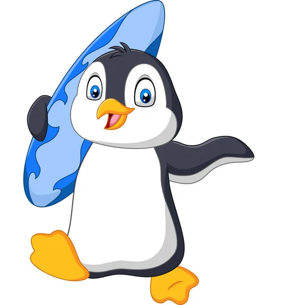 Illustrazione Vettoriale Del Pinguino Del Fumetto Che Tiene Una Tavola — Vettoriale Stock