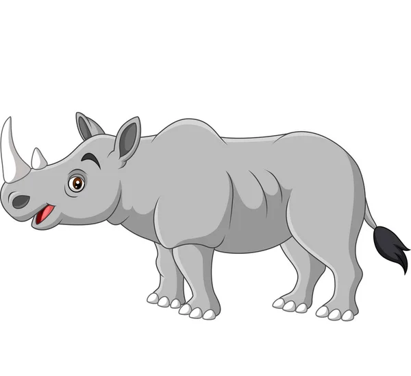 Illustration Vectorielle Rhinocéros Bande Dessinée Sur Fond Blanc — Image vectorielle