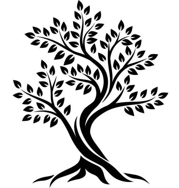 Векторная Иллюстрация Силуэта Дерева Белом Фоне — стоковый вектор