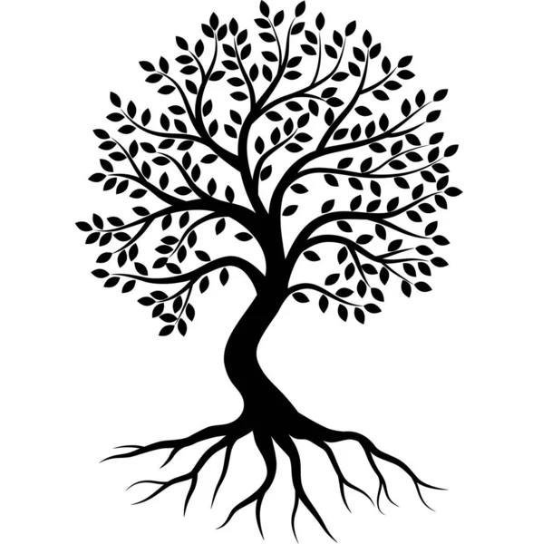 Ilustración Vectorial Silueta Del Árbol Sobre Fondo Blanco — Vector de stock