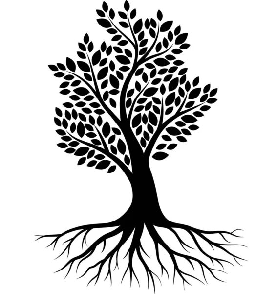 Ilustración Vectorial Silueta Del Árbol Sobre Fondo Blanco — Vector de stock