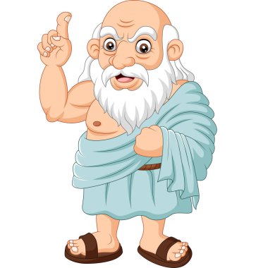 Beyaz arka plan üzerinde Karikatür antik Yunan filozof vektör illüstrasyon