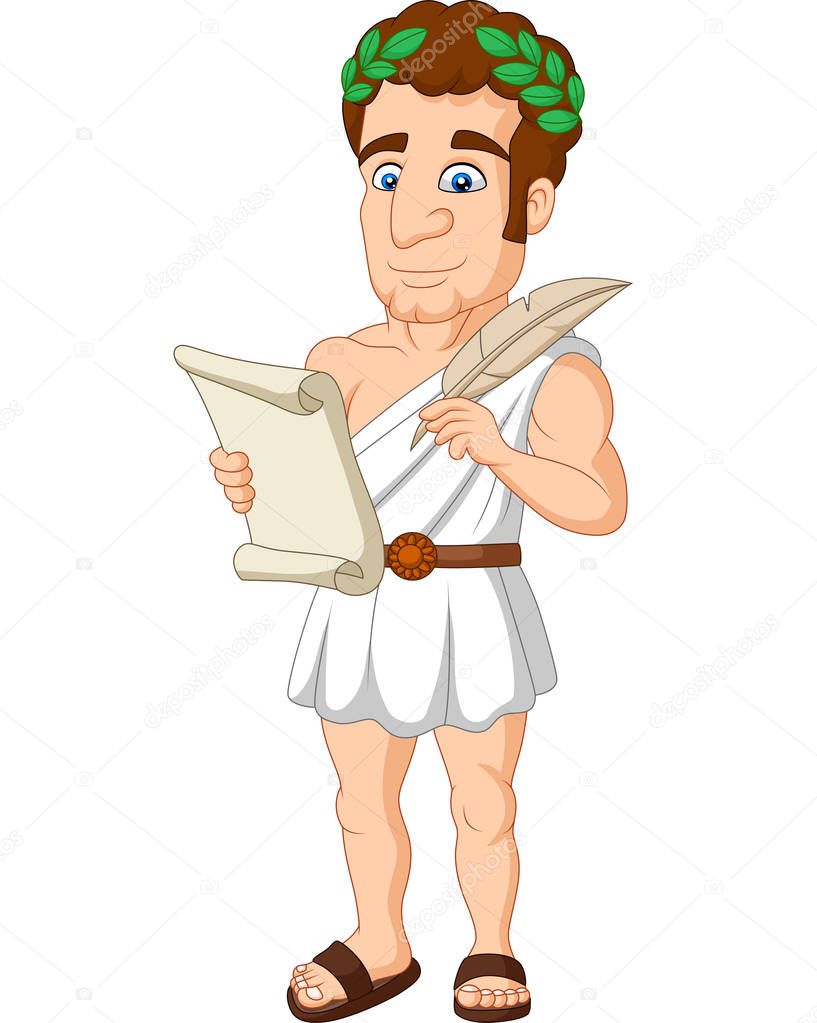 Vector illustration of Ancient Greek man cartoon