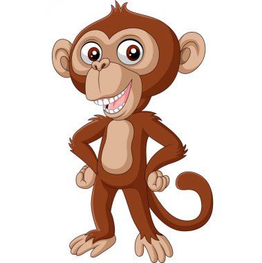 Sevimli bebek şempanze karikatür poz Vektör illüstrasyon