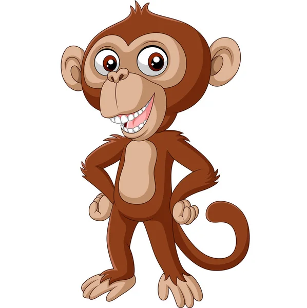 Vector Illustration Cute Baby Chimpanzee Cartoon Posing — Stock Vector