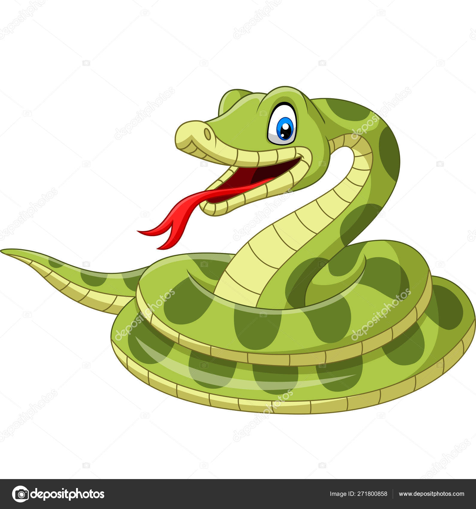 desenho de cobra verde bonito no fundo branco 7270909 Vetor no