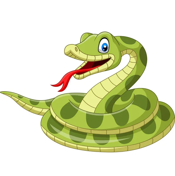Векторна Ілюстрація Мультяшної Зеленої Змії Білому Тлі — стоковий вектор