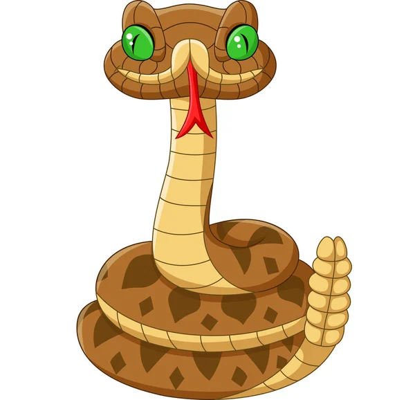 Vector Illustration Cartoon Brown Snake White Background — Stock Vector