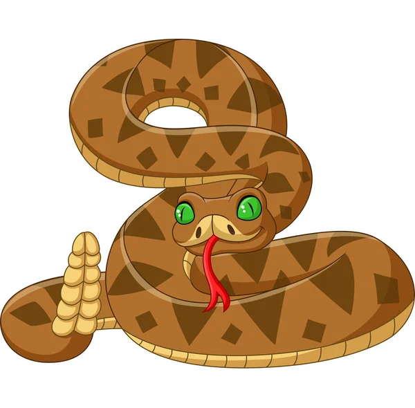 Vector Illustration Cartoon Brown Snake White Background — Stock Vector