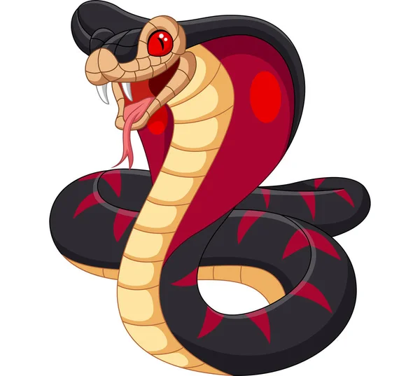 Vector Illustration Cartoon King Cobra Snake White Background — Stock Vector