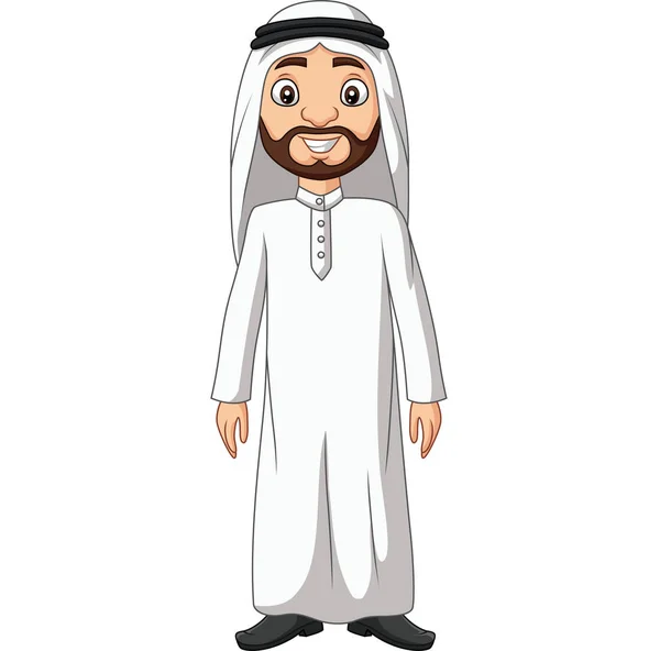 卡通沙特阿拉伯男子在白色衣服的矢量插图 — 图库矢量图片