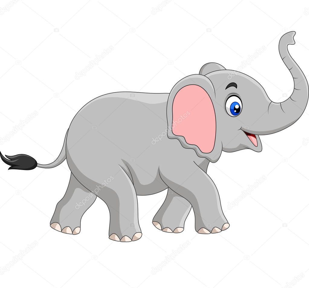 Vector illustration of Cartoon elephant isolated on white background
