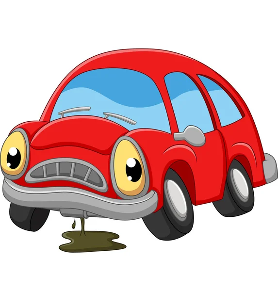 Vektor Illustration Von Cartoon Rotes Auto Auf Weißem Hintergrund — Stockvektor