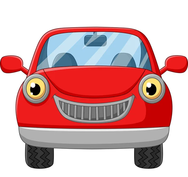 Vector Illustratie Van Cartoon Rode Auto Witte Achtergrond — Stockvector