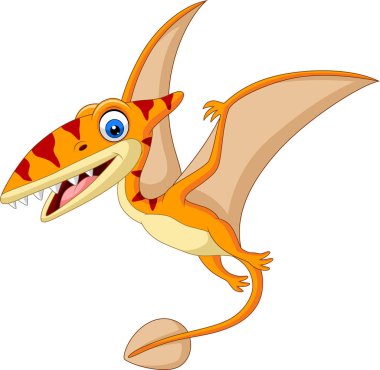 Vektör çizim karikatür beyaz arka plan üzerinde izole Pterosaurus