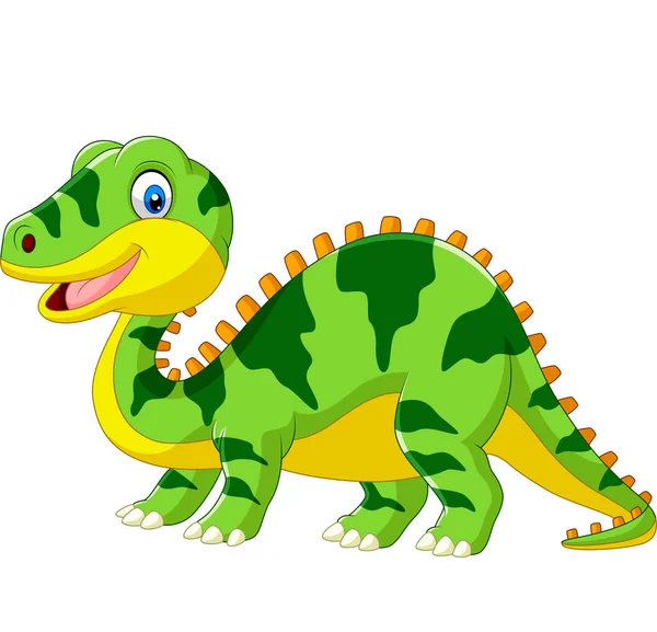 Vector Illustration Cute Green Dinosaur Cartoon White Background — Stock Vector