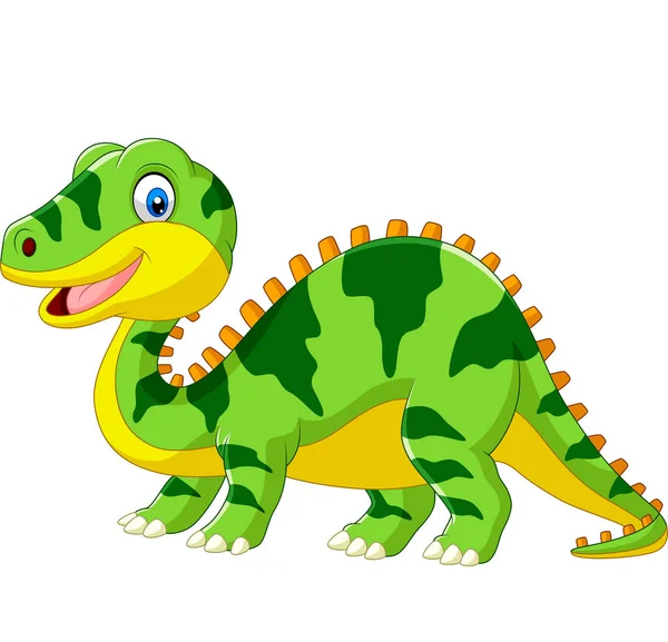 Ilustración Vectorial Dibujos Animados Dinosaurio Verde Lindo Sobre Fondo Blanco — Vector de stock