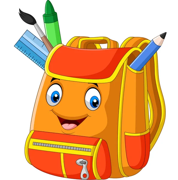 Ilustración Vectorial Mochila Escuela Dibujos Animados Sobre Fondo Blanco — Vector de stock