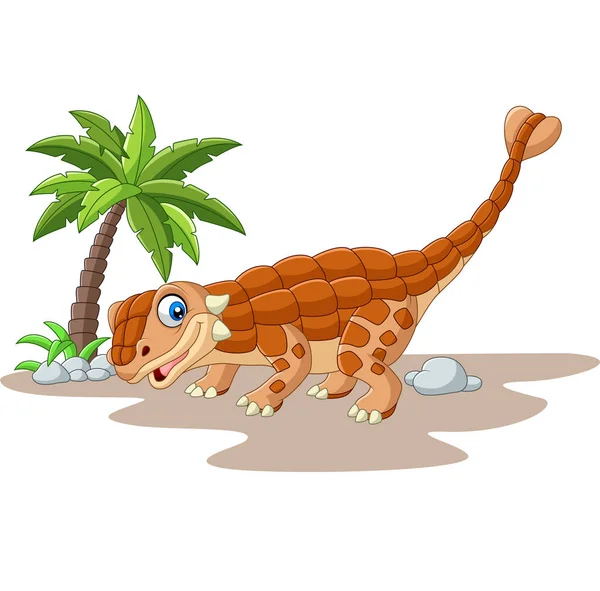 Illustration Vectorielle Dinosaure Cartoon Ankylosaurus Sur Fond Blanc — Image vectorielle