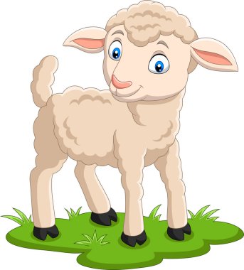 Vector illustration of Cartoon happy lamb on the grass clipart