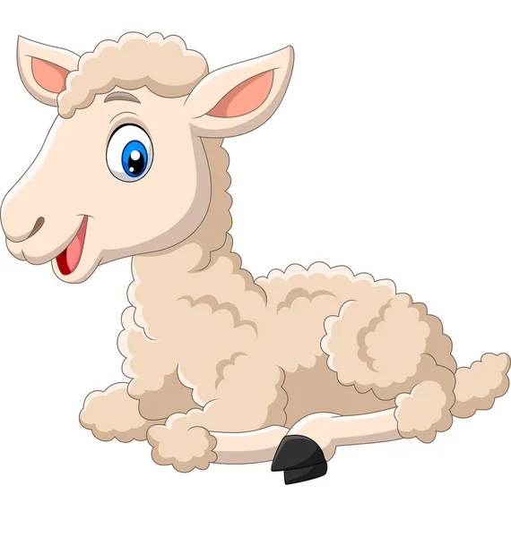Vector Illustration Cute Lamb Cartoon Sitting Isolated White Background — Stock Vector