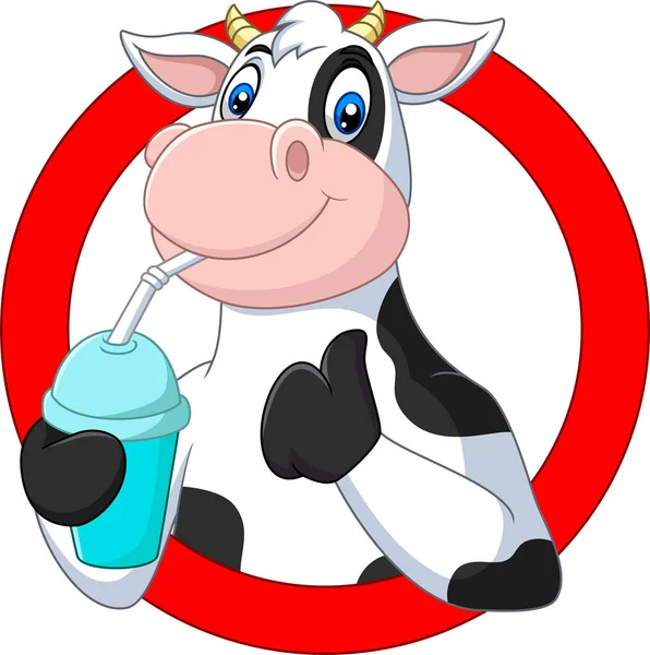 Vektorová Ilustrace Kreslené Veselé Krávy Pitnou Vodu — Stockový vektor