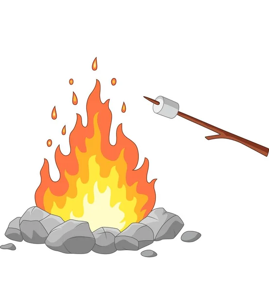 Векторні Ілюстрації Campfire Зефір Смажений Паличці — стоковий вектор