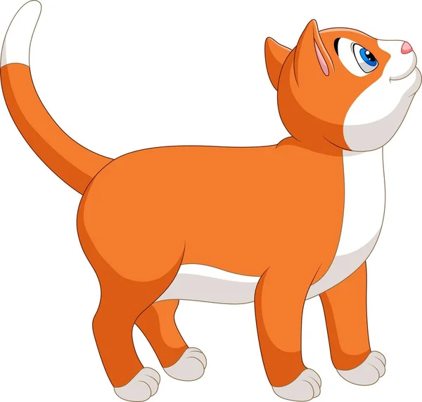 Vectorillustratie Van Smiling Kat Cartoon Geïsoleerd Witte Achtergrond — Stockvector