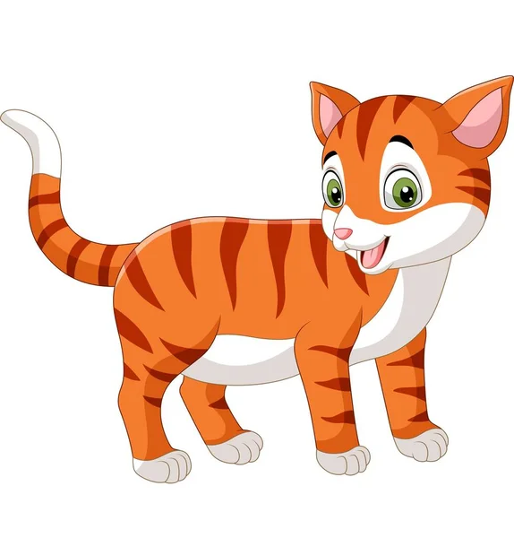 Vector Illustration Cartoon Funny Cat Isolated White Background — Stock Vector