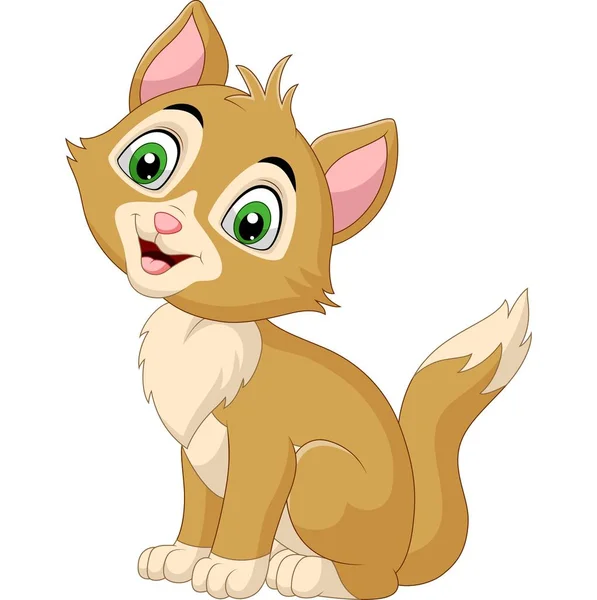Vektorillustration Smiling Cat Cartoon Isolerad Vit Bakgrund — Stock vektor