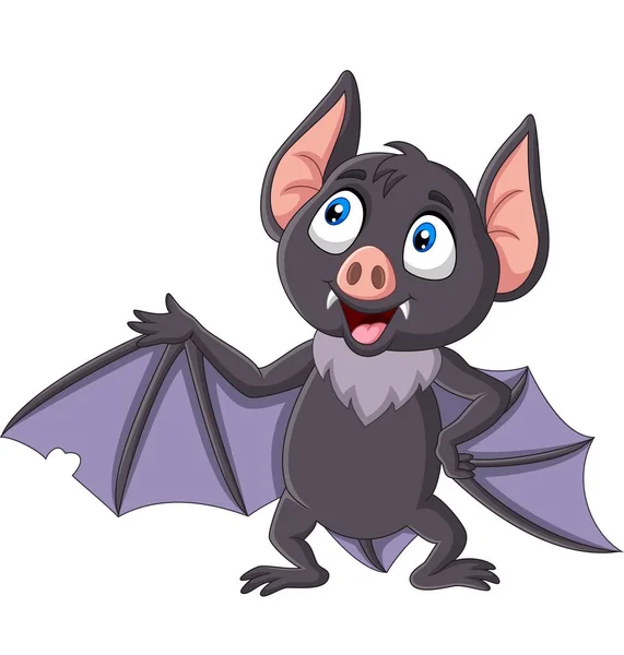 Vector Illustration Cute Bat Cartoon Waving Isolated White Background — Stock Vector