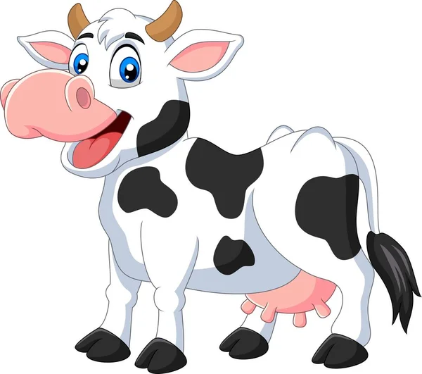 Vector Illustration Cartoon Funny Cow Giving Thumb Isolated Transparent Background — Stock Vector