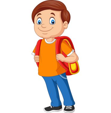 Karikatür okul çocuk bir sırt çantası ile vektör Illustration