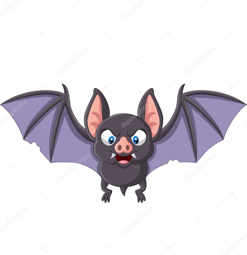 Vector illustration of Cartoon bat flying isolated on white background